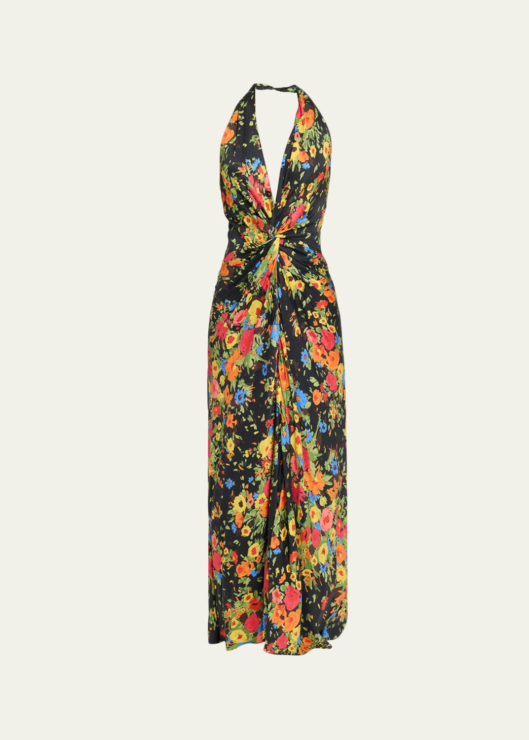 Halston Maxine Pleated Metallic Jersey Halter Gown - Bergdorf Goodman