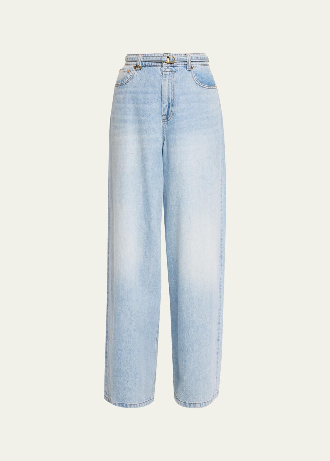 Chloe Split-Hem Barrel-Leg Jeans - Bergdorf Goodman
