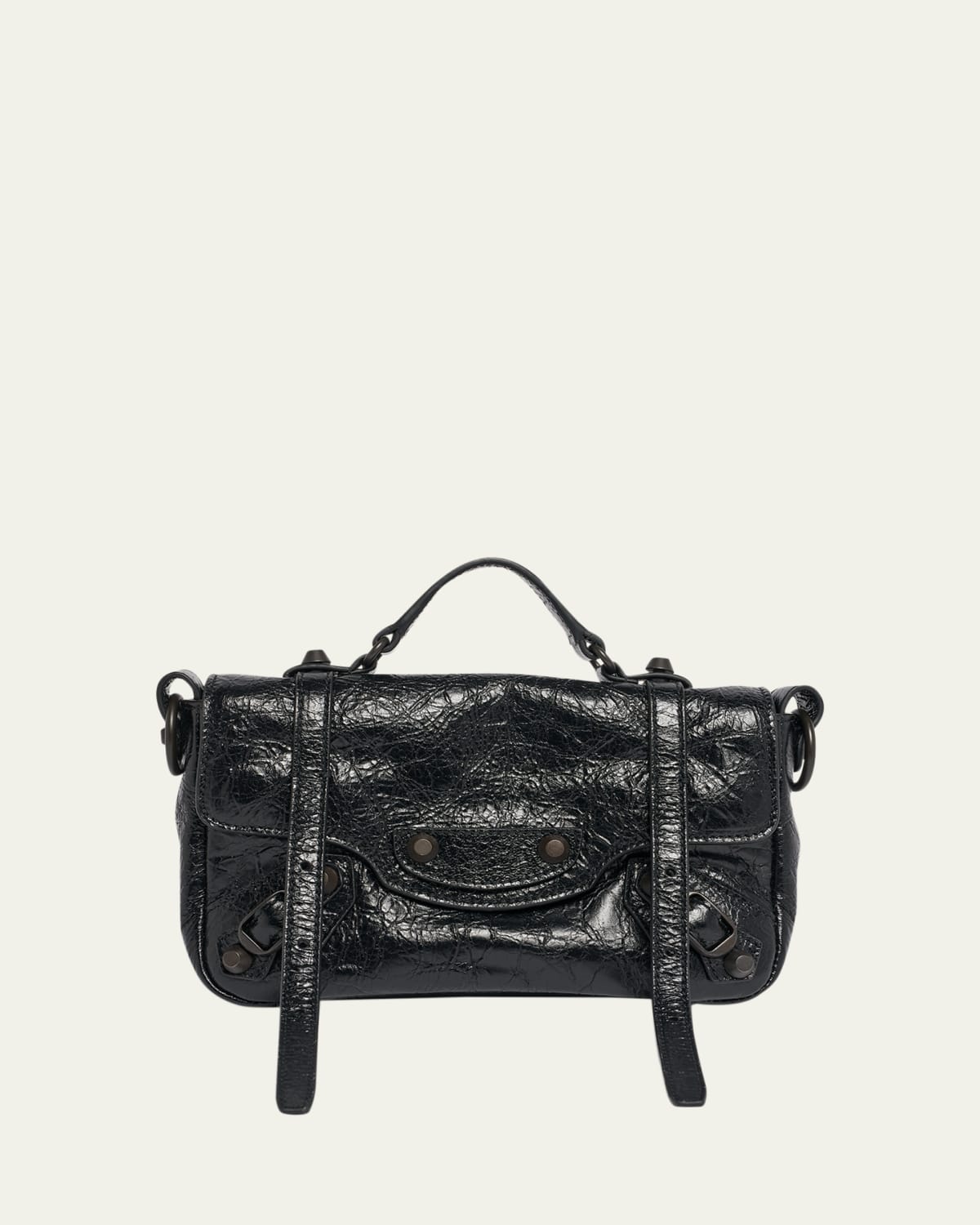 Balenciaga Bel Air Mini Croc-Embossed Leather Top-Handle Bag