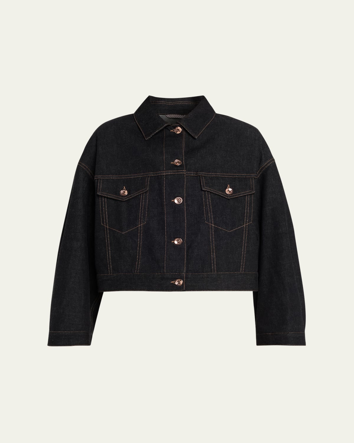 THE ROW Joras Crop Denim Jacket with Corduroy Collar - Bergdorf