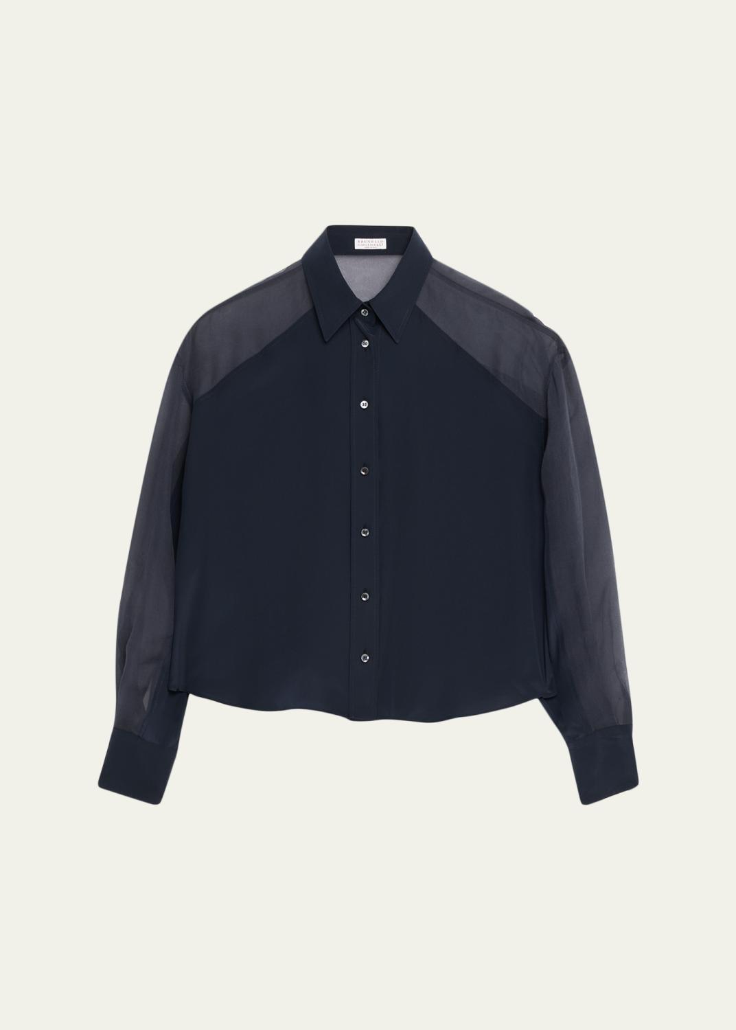 BRUNELLO CUCINELLI ラグランシアーシャツ Brunello Cucinelli Sheer Floral Lace Blouse - Bergdorf Goodman