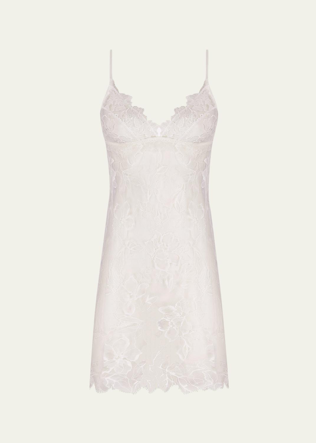Josie Natori Lolita Sleeveless Lace-Trim Charmeuse Nightgown