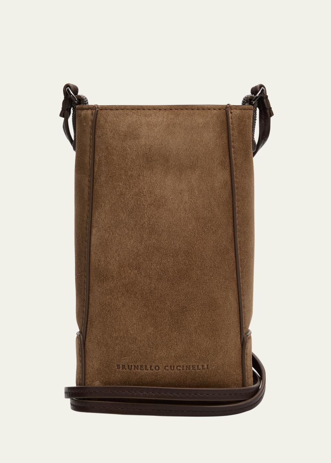 Brunello Cucinelli Explorer Techno Raffia & Leather Crossbody Bag