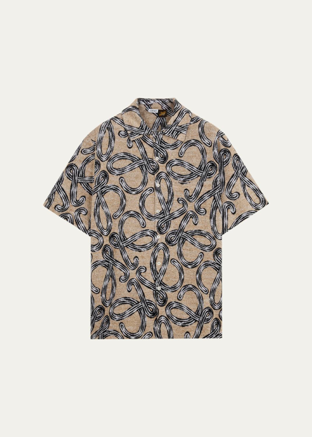 LOEWE Men's Cotton Terry Compass-Print Camp Shirt - Bergdorf Goodman