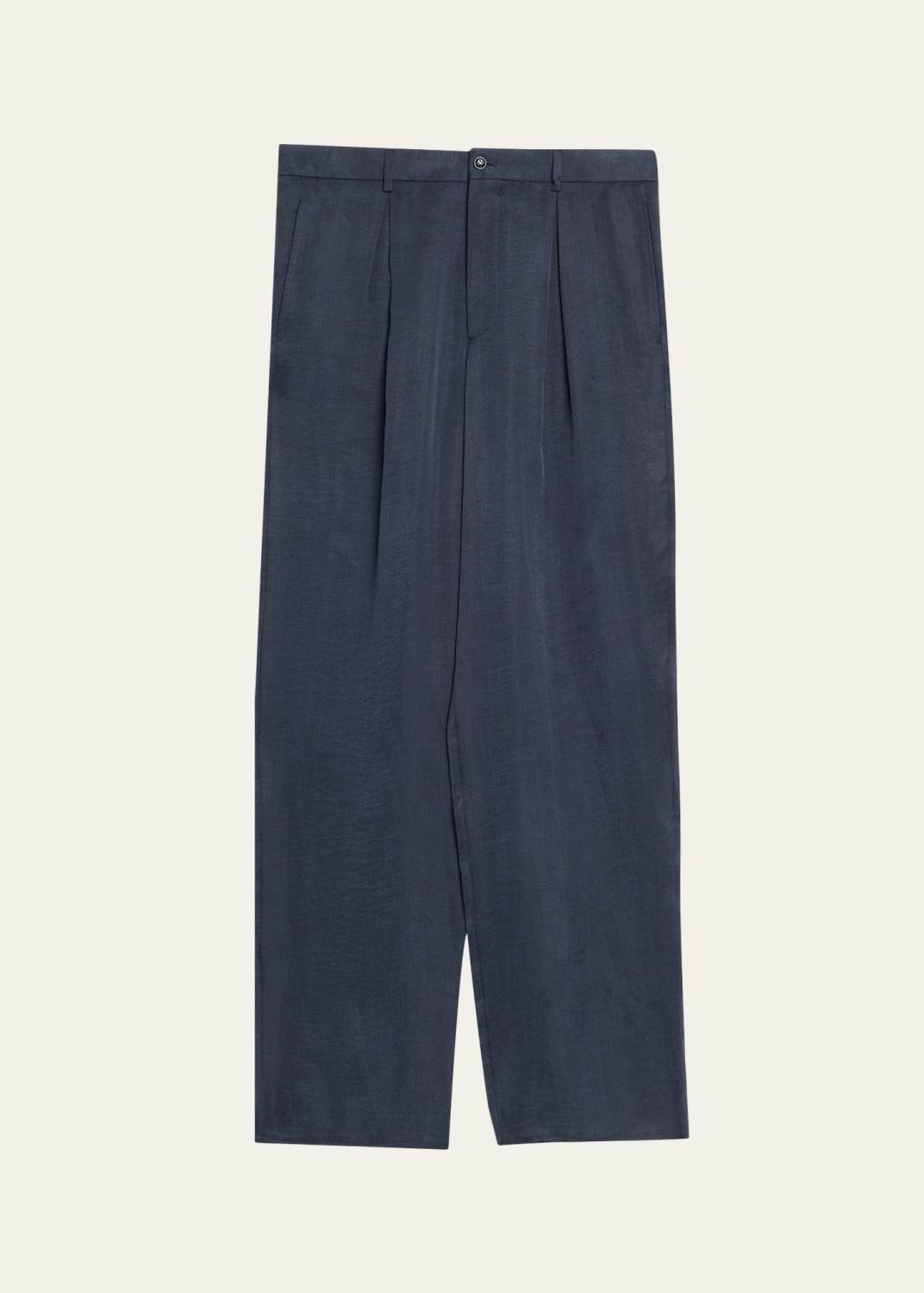 Giorgio Armani Men's Pleated Wool Stretch Seersucker Trousers
