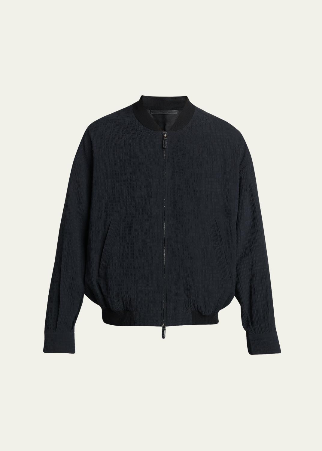 Giorgio Armani Men's Leather Full-Zip Blouson - Bergdorf Goodman