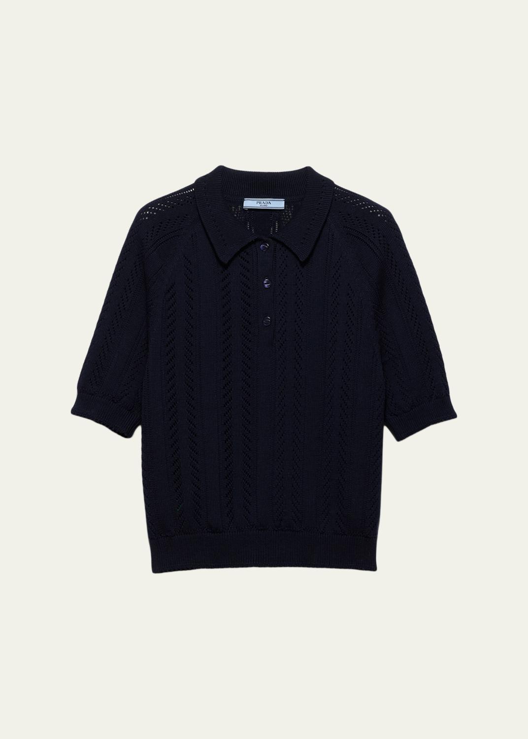 Prada Fitted Rib Knit Polo - Bergdorf Goodman