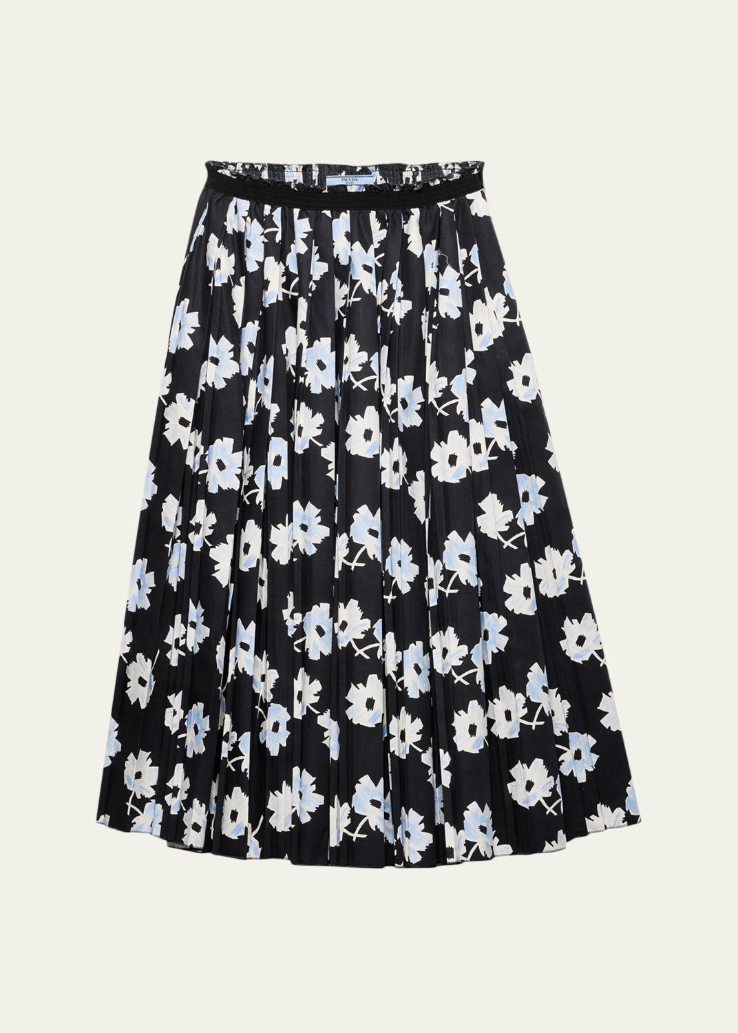 Prada Checked Stretch Georgette Midi Skirt - Bergdorf Goodman