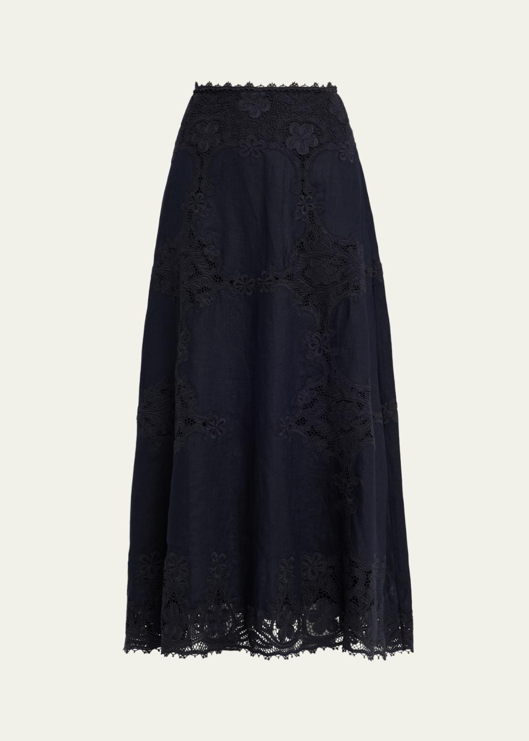 MM6 Black Paneled Midi Skirt レース MM6 Maison Margiela Pleated Vegan Leather Midi Skirt - Bergdorf