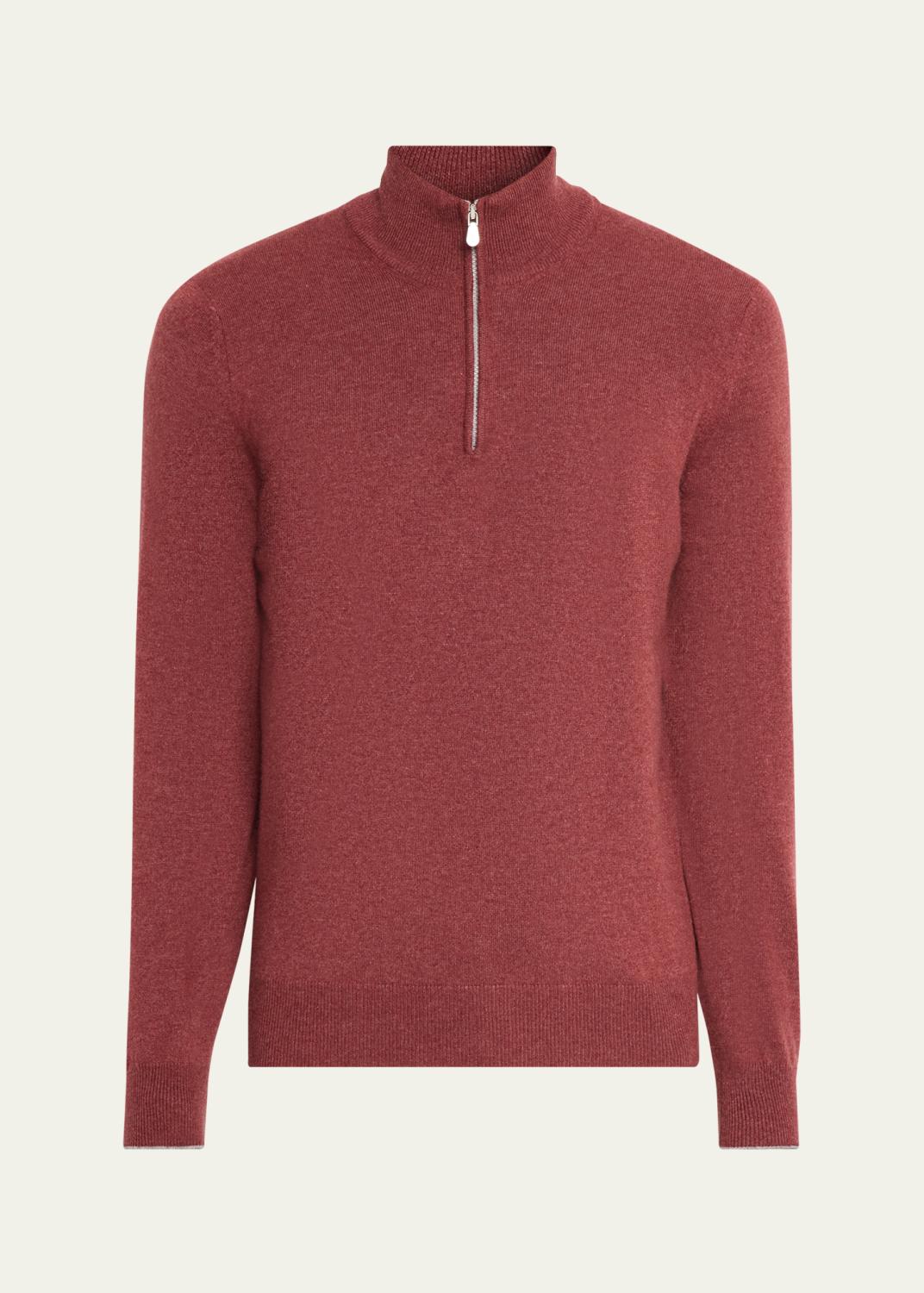 Brunello Cucinelli Men's Cashmere Knit Quarter-Zip Sweater