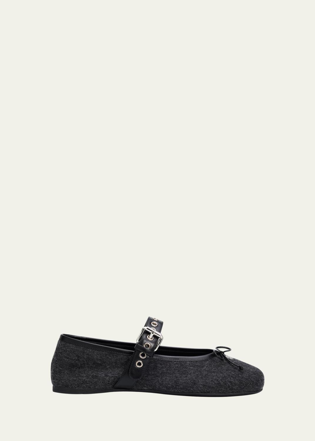 Miu Miu Shearling-Lined Suede Mary Jane Ballerina Flats - Bergdorf