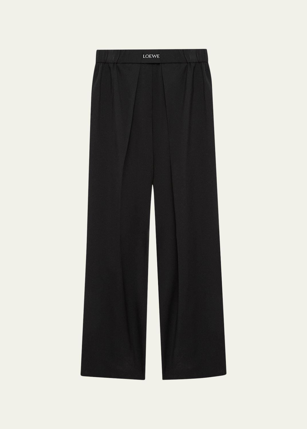 LOEWE Double Pleated Wool Barrel Trousers - Bergdorf Goodman