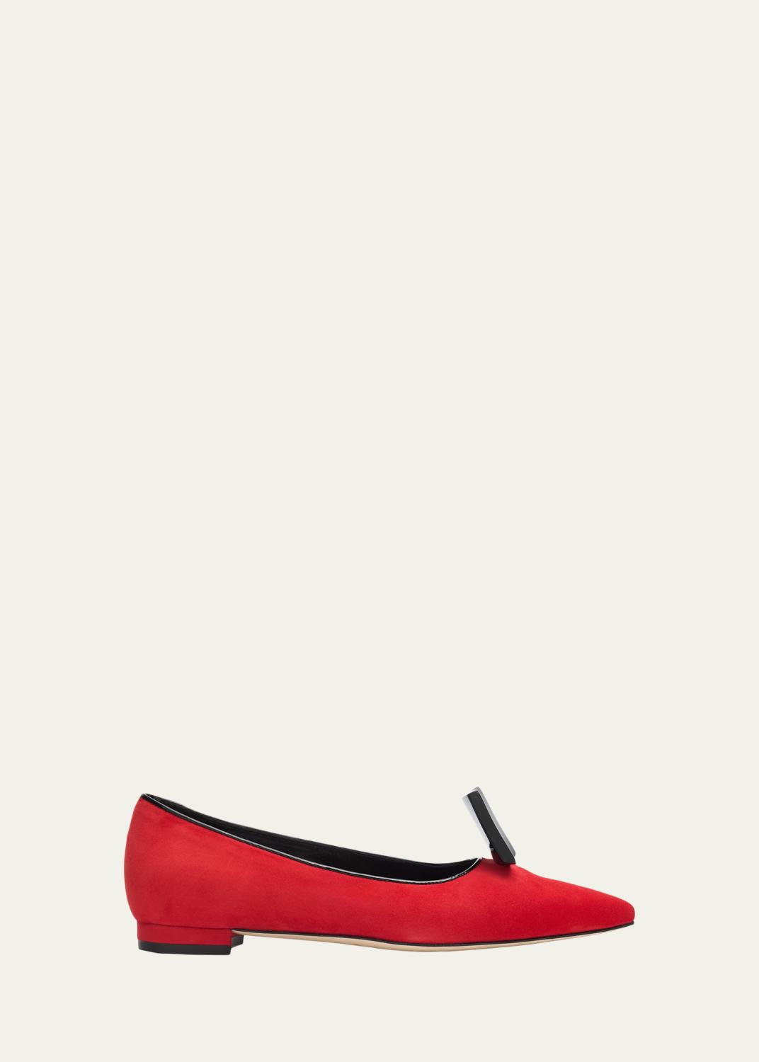 Manolo Blahnik Filotas Bicolor Leather Ballerina Flats - Bergdorf