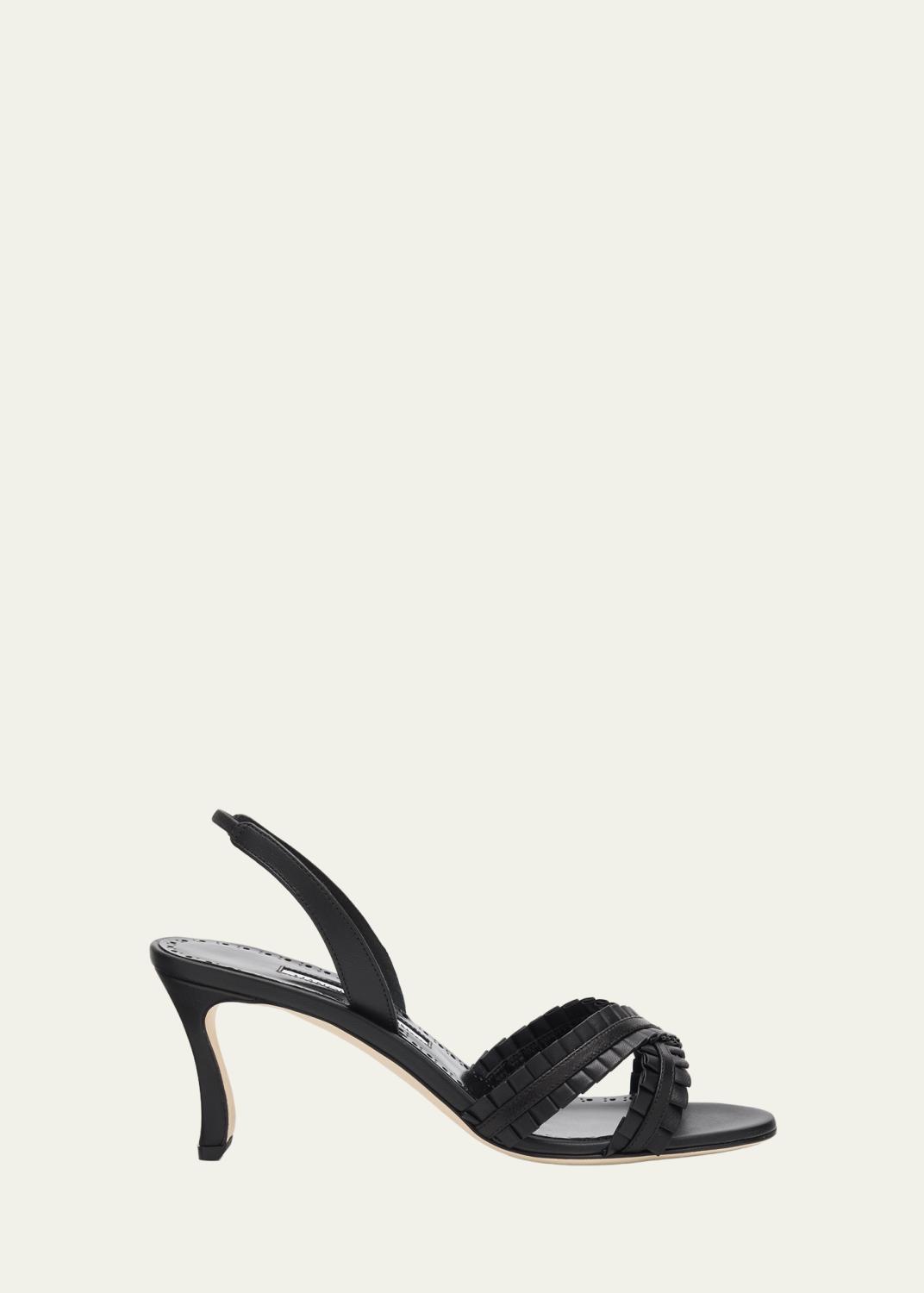 Manolo Blahnik 50mm Cupisanpla Metallic Leather Sandals - Bergdorf