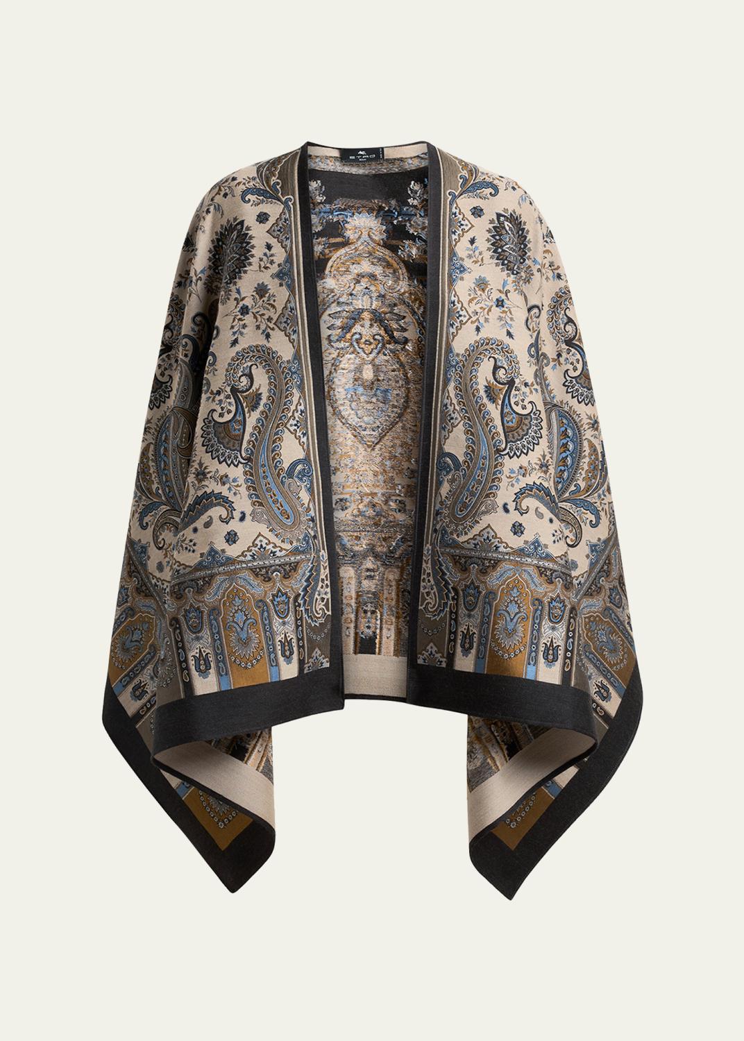 Etro Paisley Jacquard Wool Cape - Bergdorf Goodman