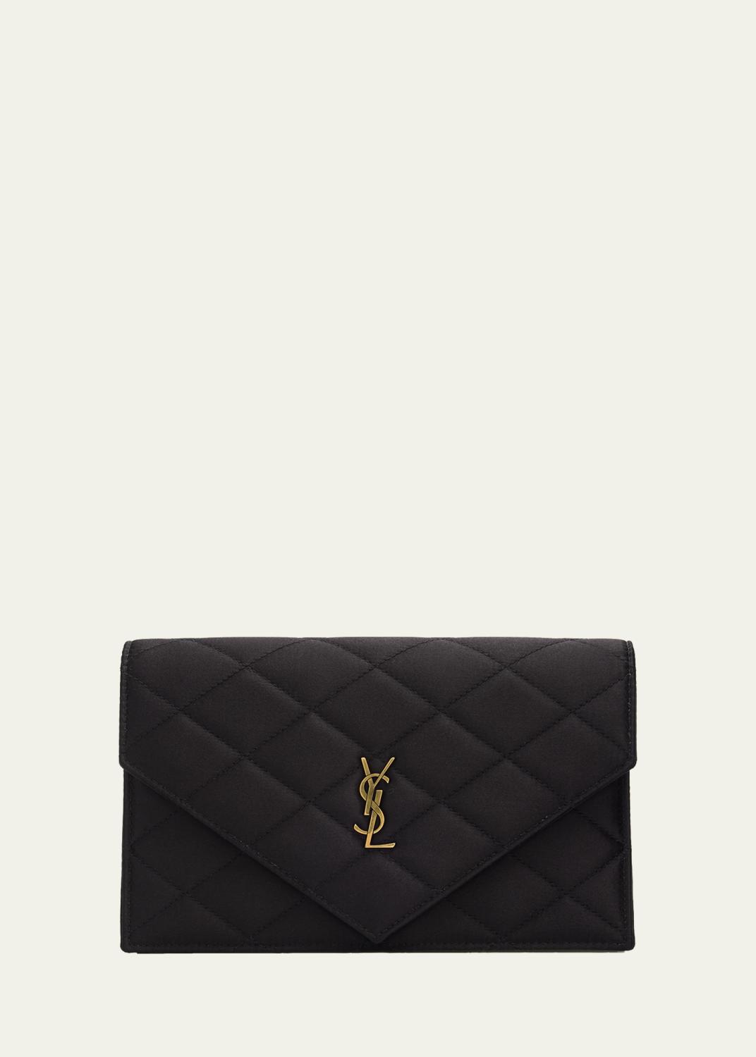 Saint Laurent YSL Monogram Small Flap Wallet in Grained Leather