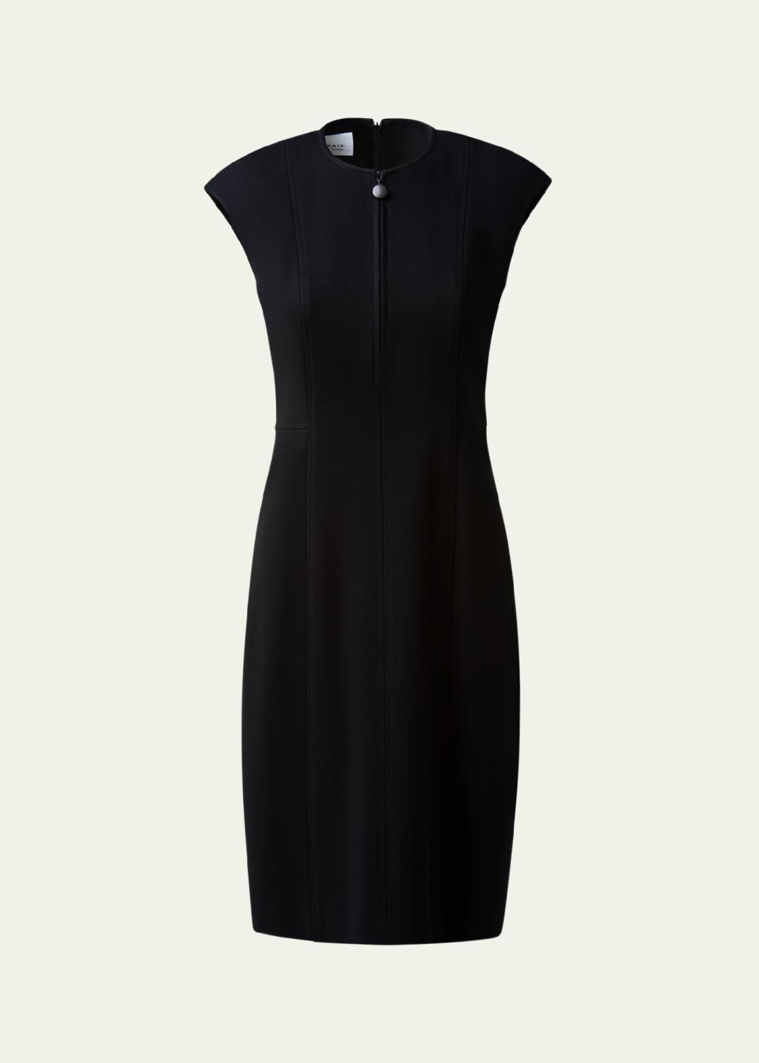 draped mock neck midi sheath dress Sophie Techno Scuba Ruffle Dress