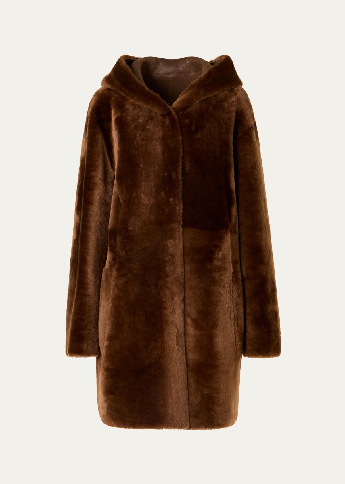 Hooded Shearling Oversized Coat