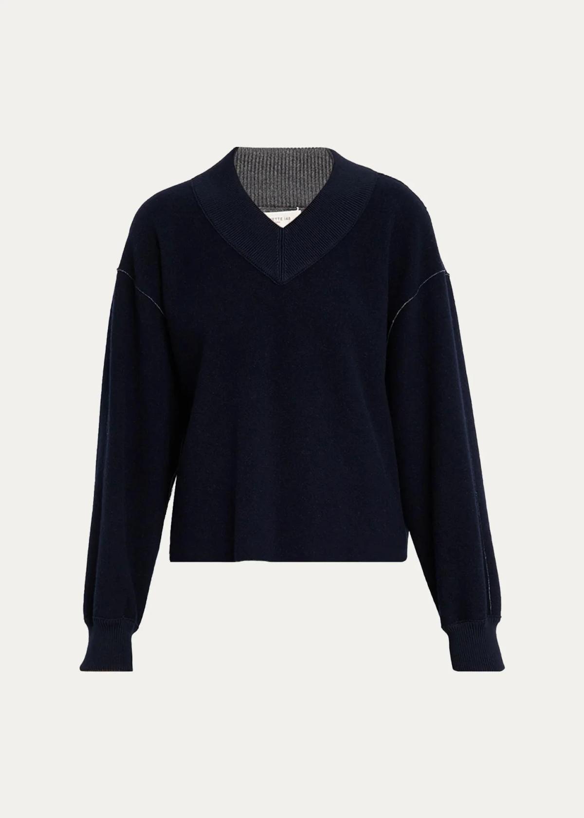 V-Neck Reversible Knit Sweater