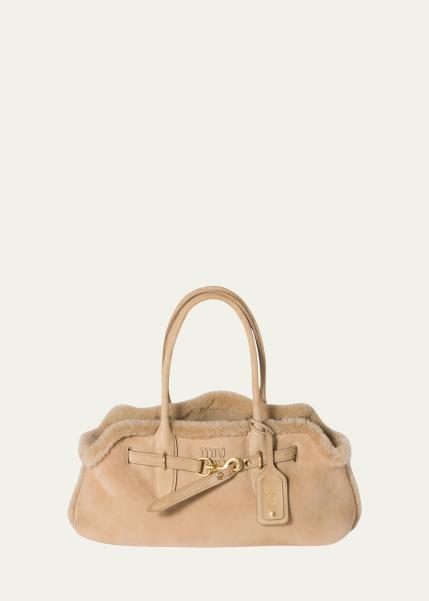 Aventure Belted Shearling Shoulder Bag