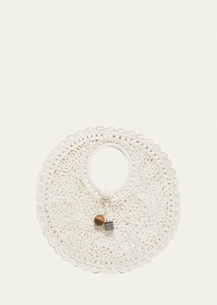 Le Petite Crochet Raffia Lace Top-Handle Bag