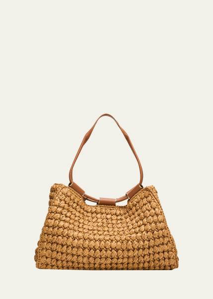 Medium Raffia Shopping Tote Bag