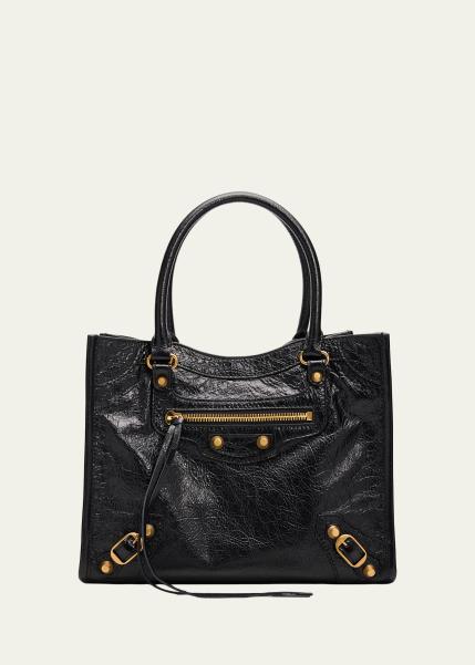 Arena Crinkled Leather Top-Handle Bag