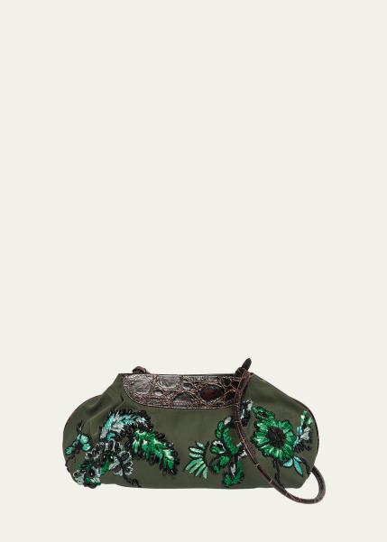 Medium Beaded Cotton Clutch Bag