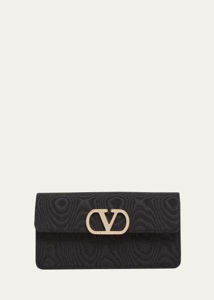 Crystal VLogo Moire Clutch Bag