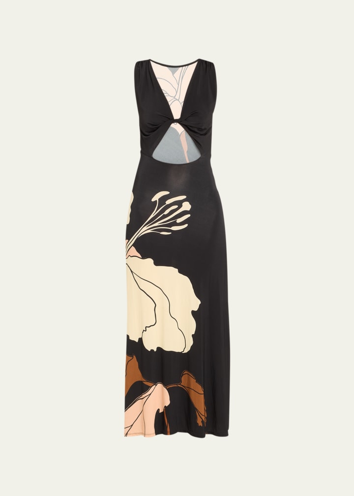 JOHANNA ORTIZ Homenaje Tropical Printed Cutout Maxi Dress