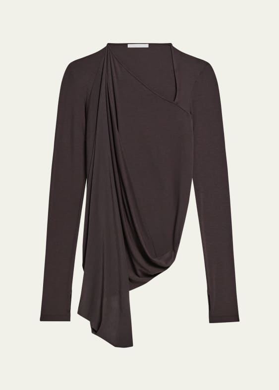 Helmut Lang Draped Asymmetric Jersey Top