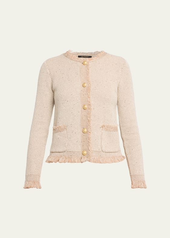 Kailey Fringe-Trim Sequin Knit Sweater