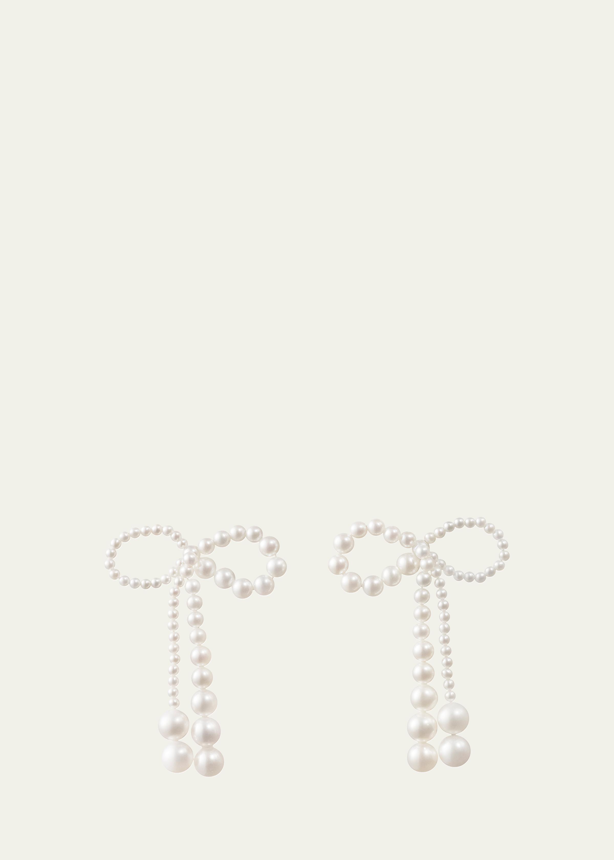 Grande Rosette De Pearls Large Bow Earrings in Freshwater Pearls