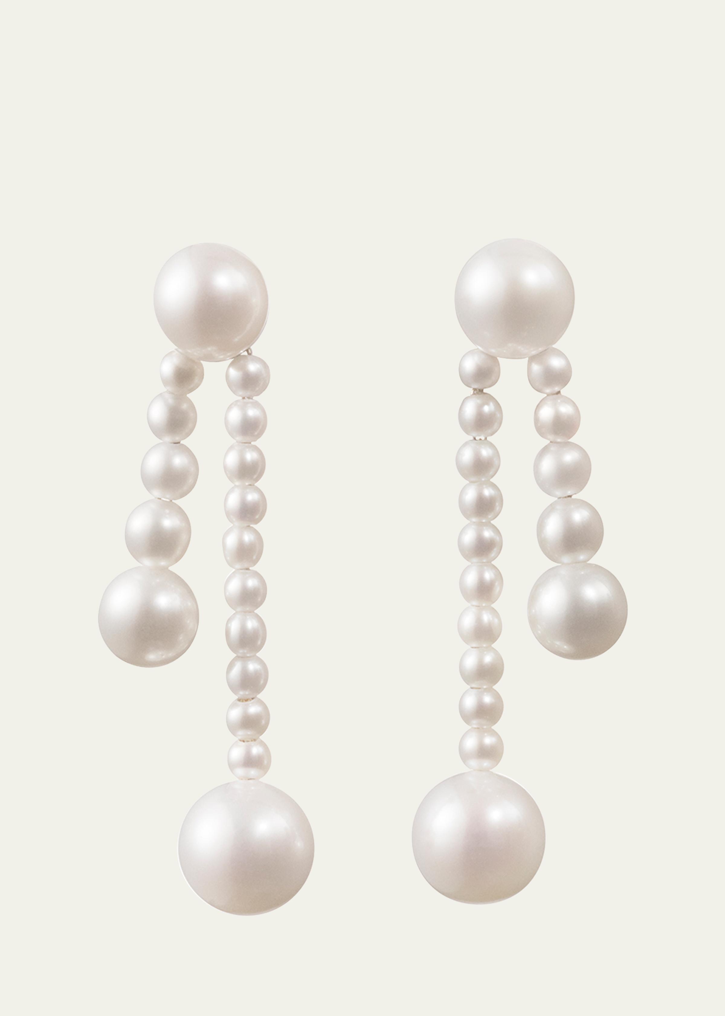 Ruban De Perle Short 2-Strand Drop Earrings in Freshwater Pearls