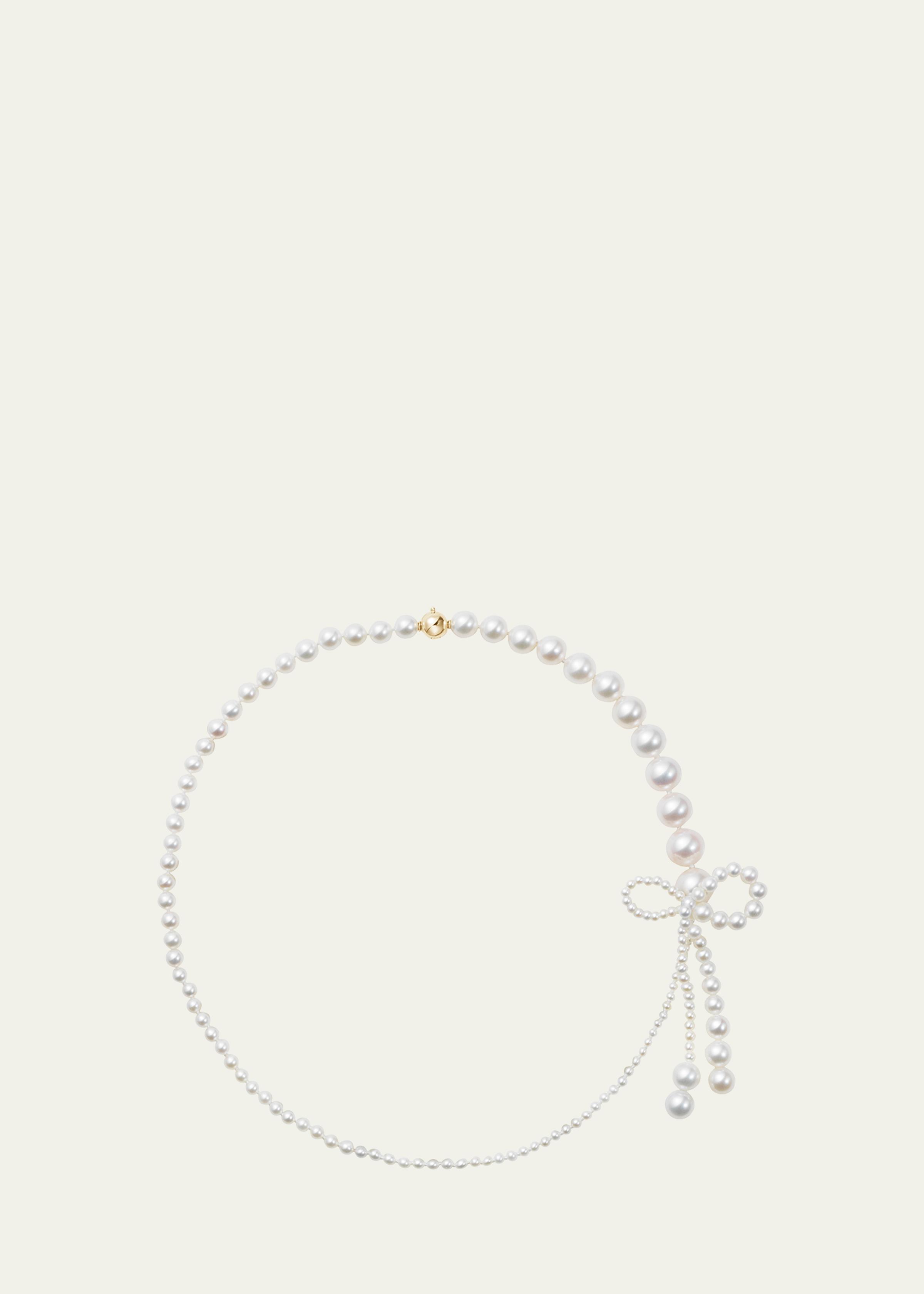 Peggy Rosette Graduated Freshwater Pearl Necklace with Bow