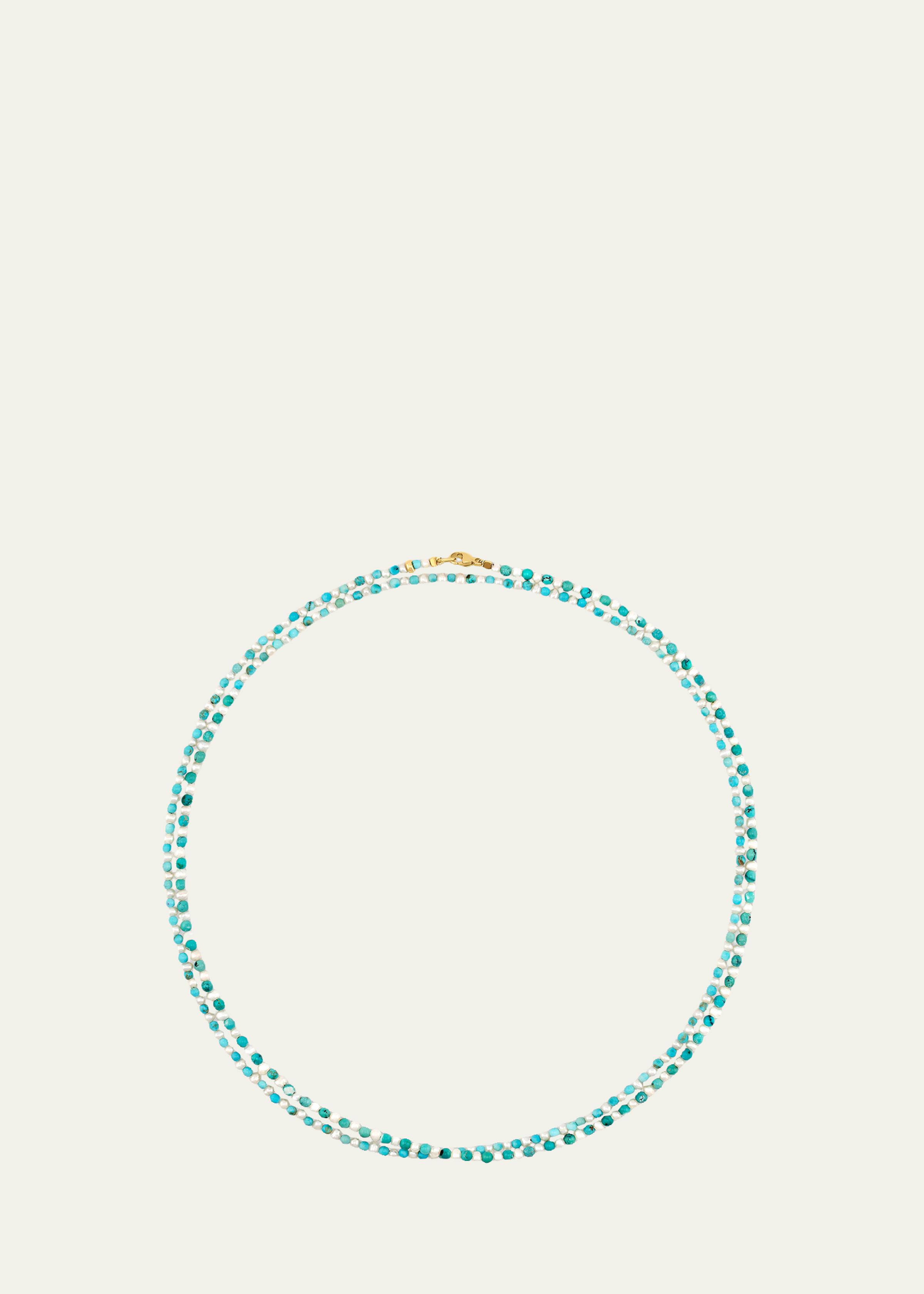 Nevada Pearl and Turquoise Double Strand Necklace