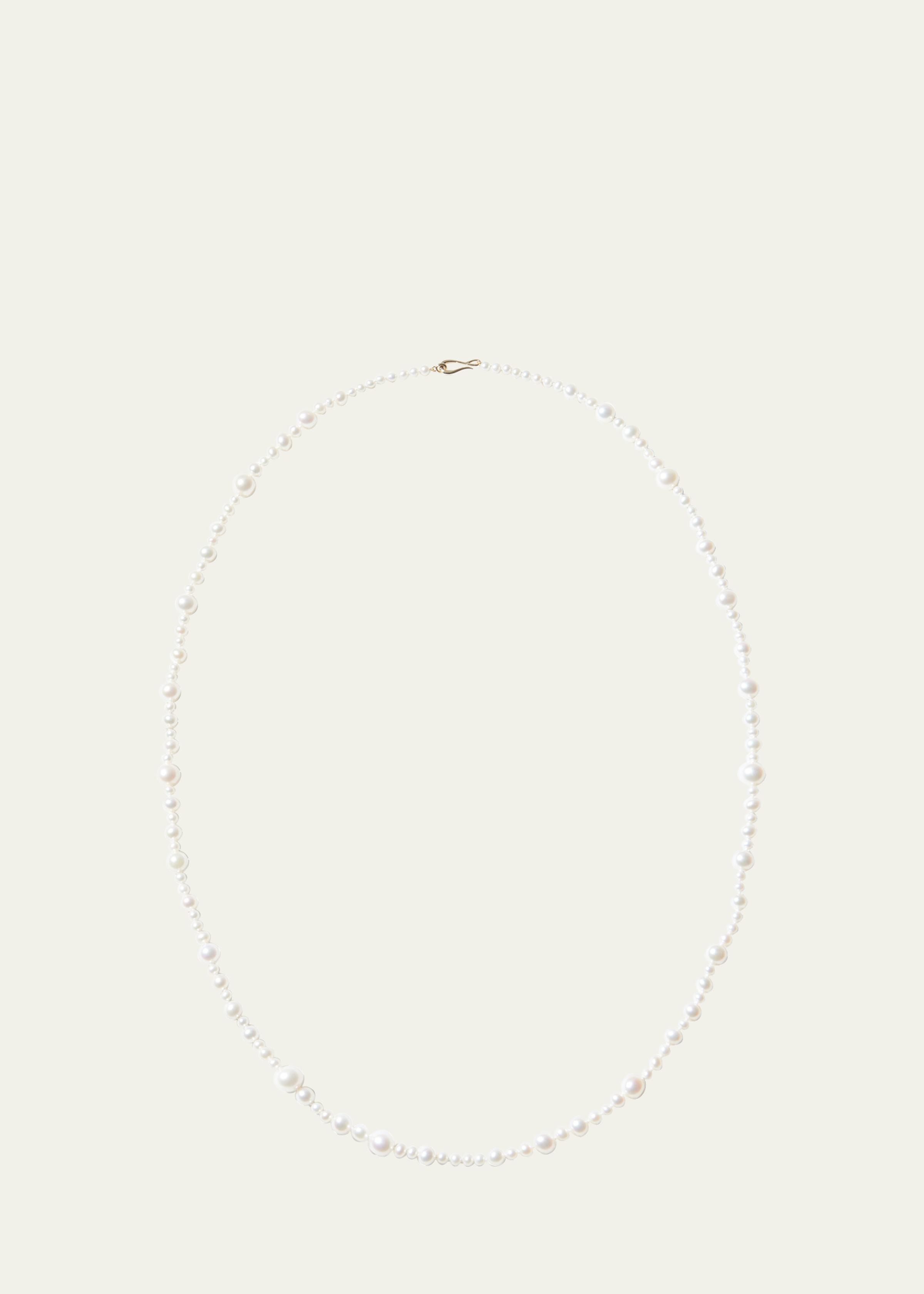 14K Yellow Gold Multi-Size White Freshwater Pearl Strand Necklace
