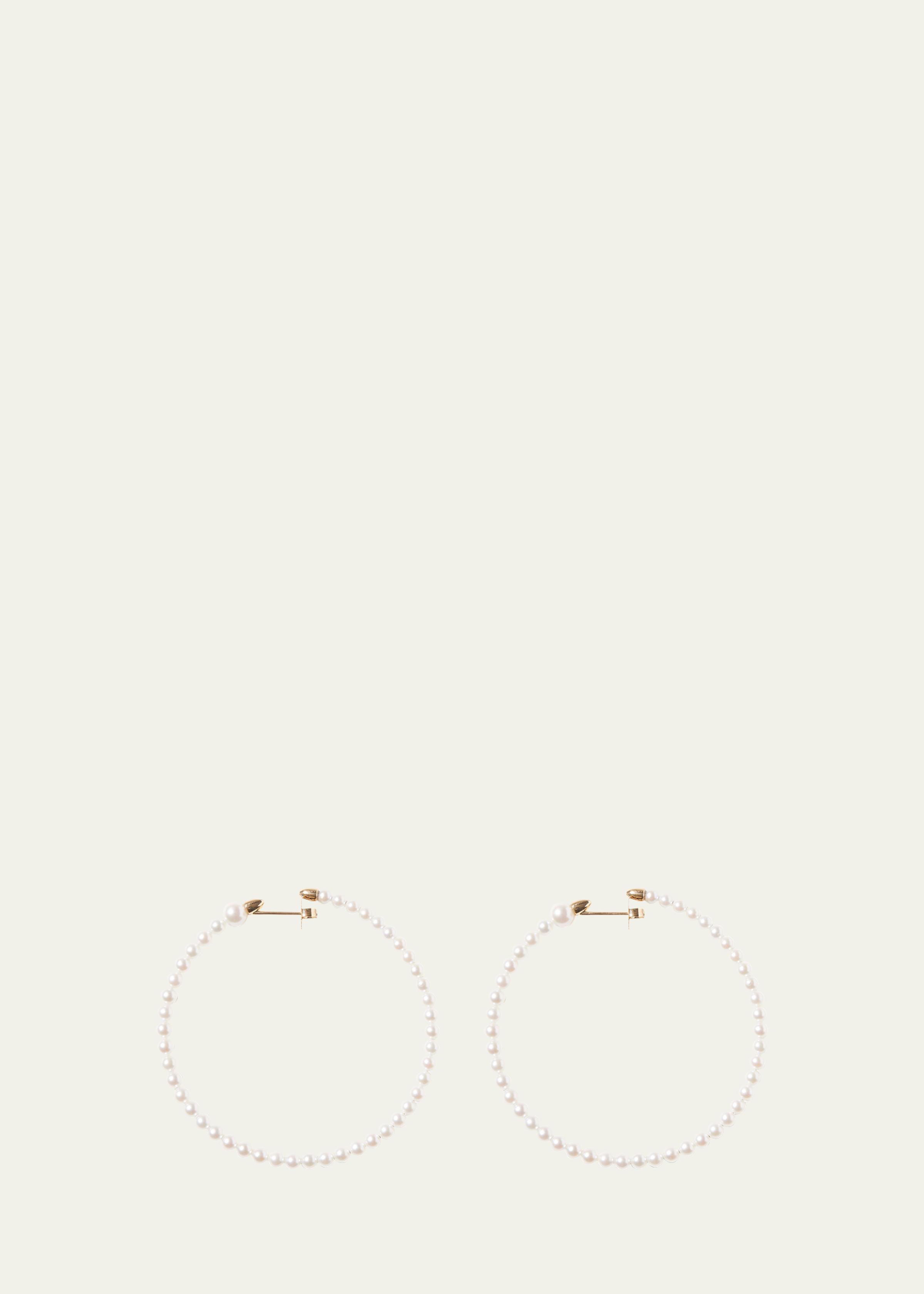 14K Yellow Gold 3mm Akoya Large Hoop Earrings