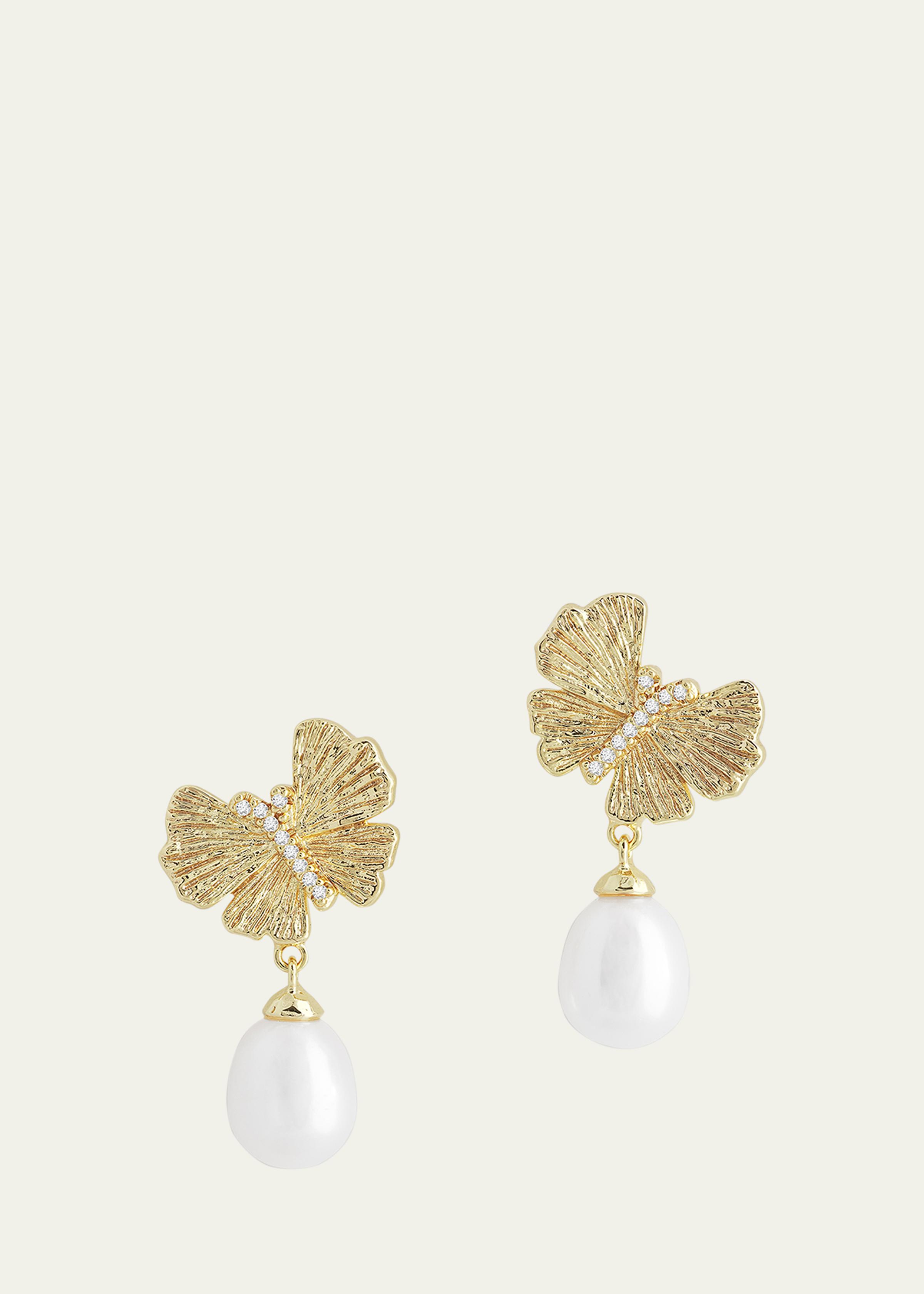 Butterfly with Pearl Drop Earrings