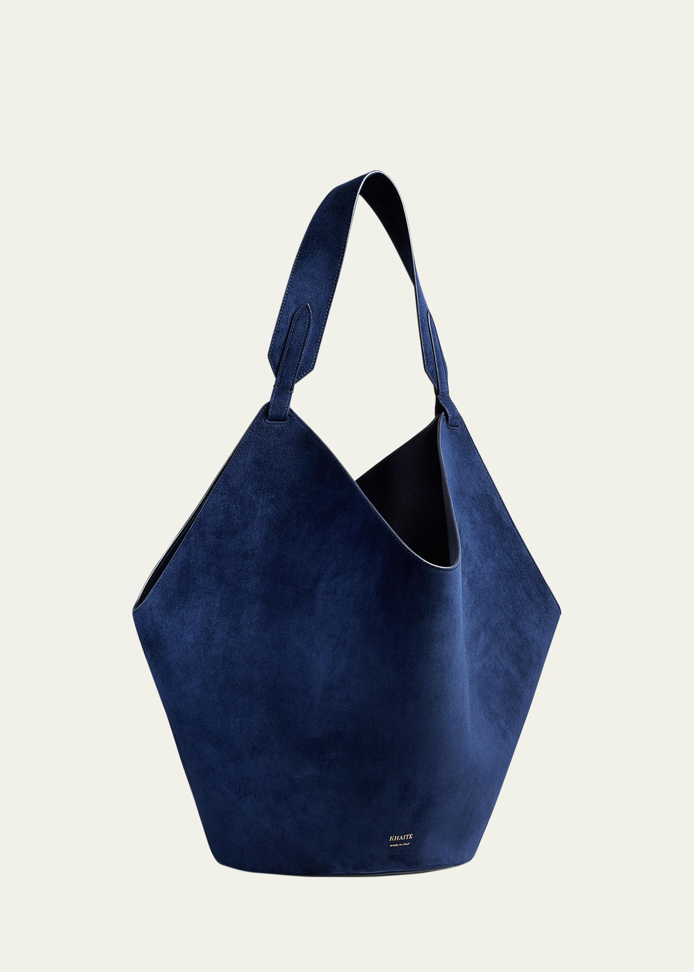 Lotus Medium Calfskin Suede Tote Bag