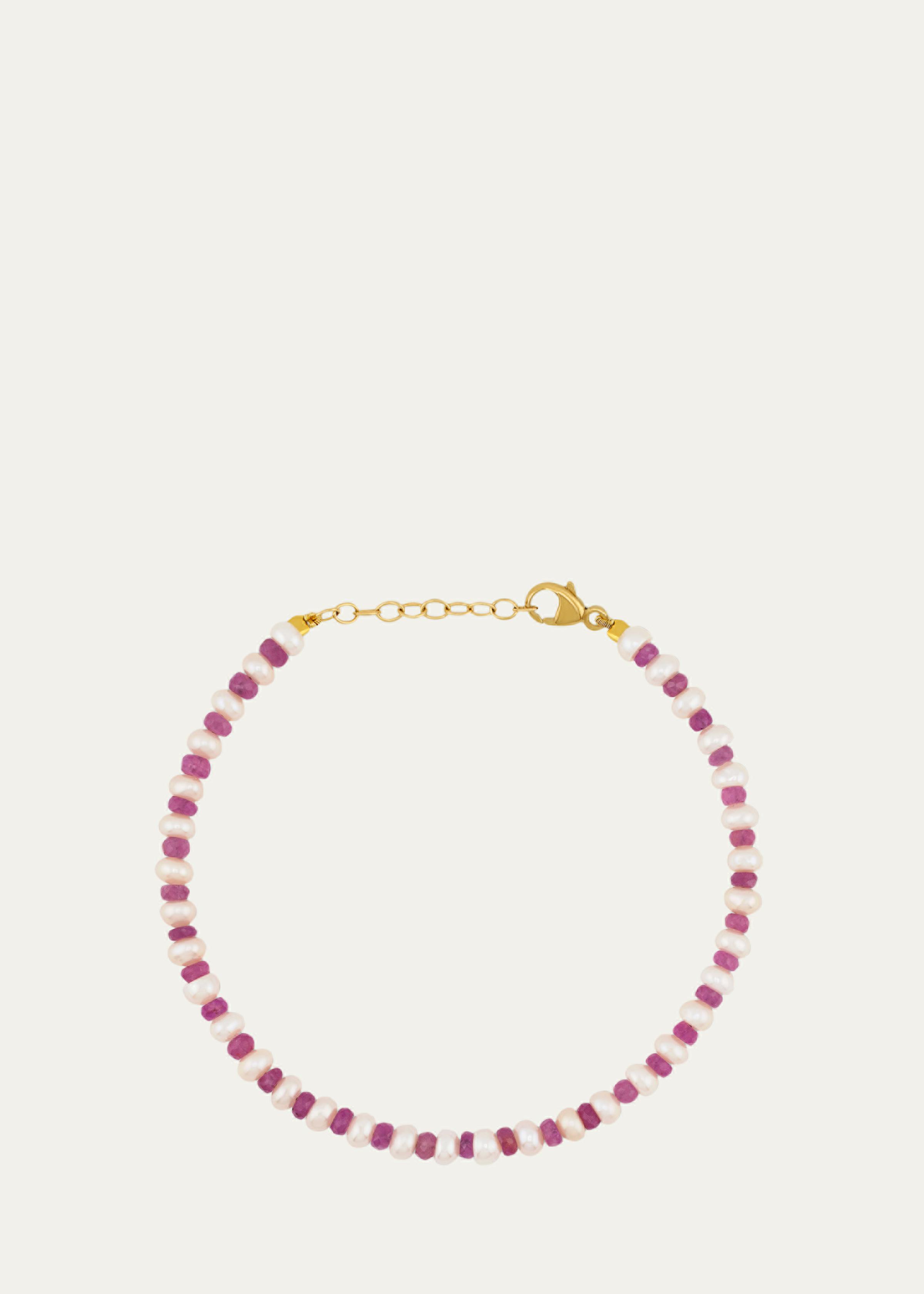 Ocean Connection Pink Sapphire and Pearl Bracelet