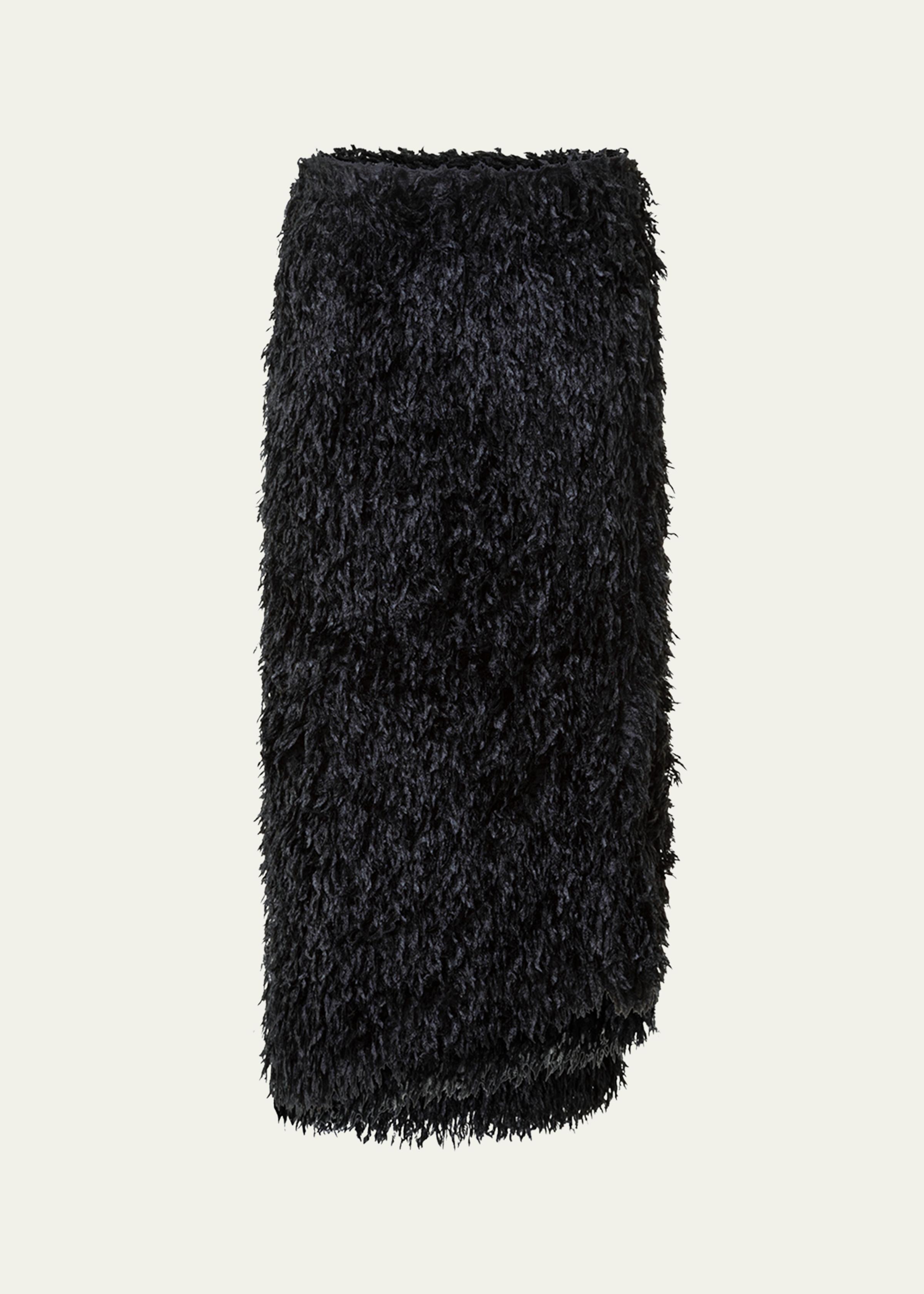 Asymmetric Trapezoid Feather Fringe Midi Skirt