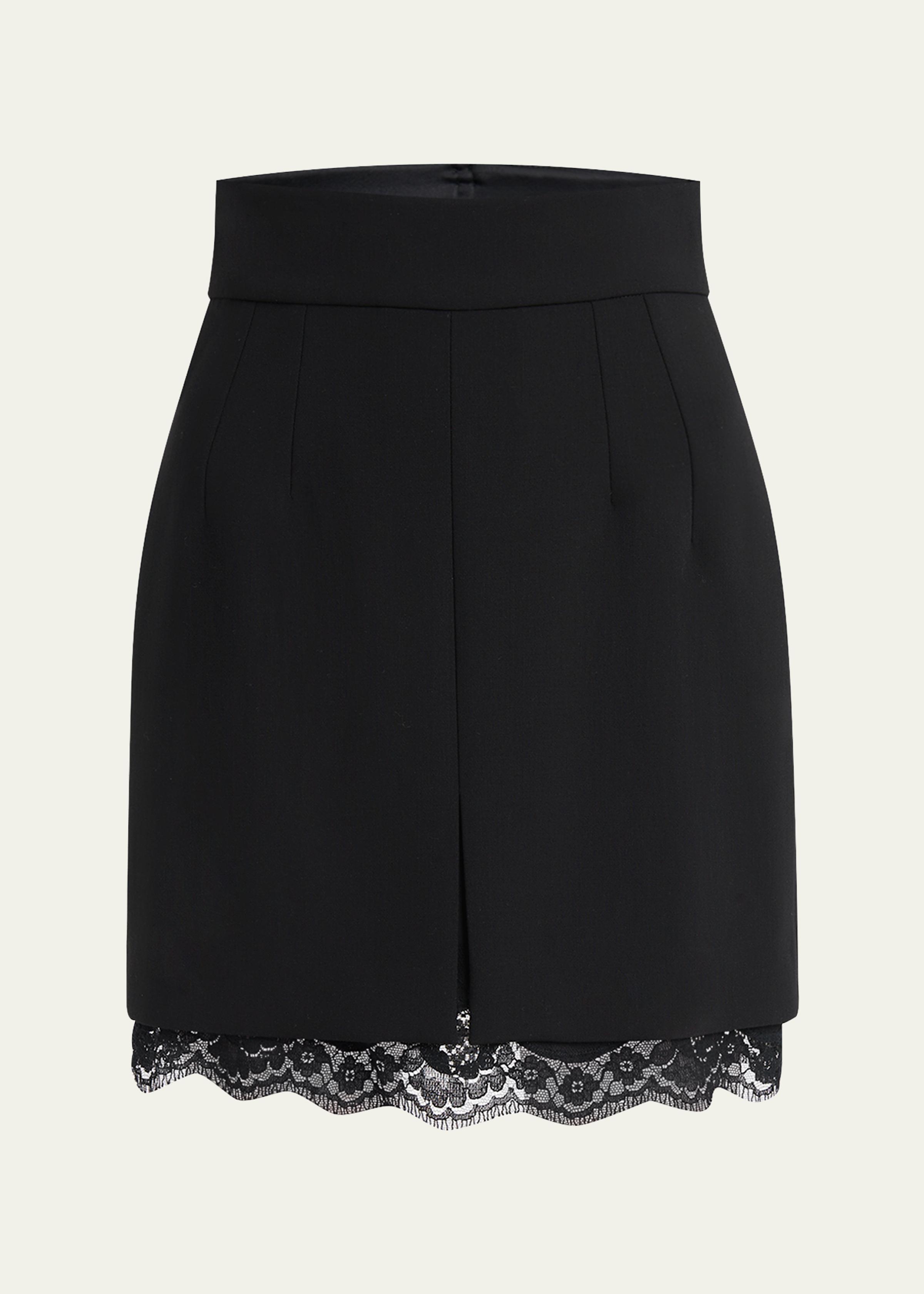 Lana Double Crepe Lace-Trim Mini Skirt