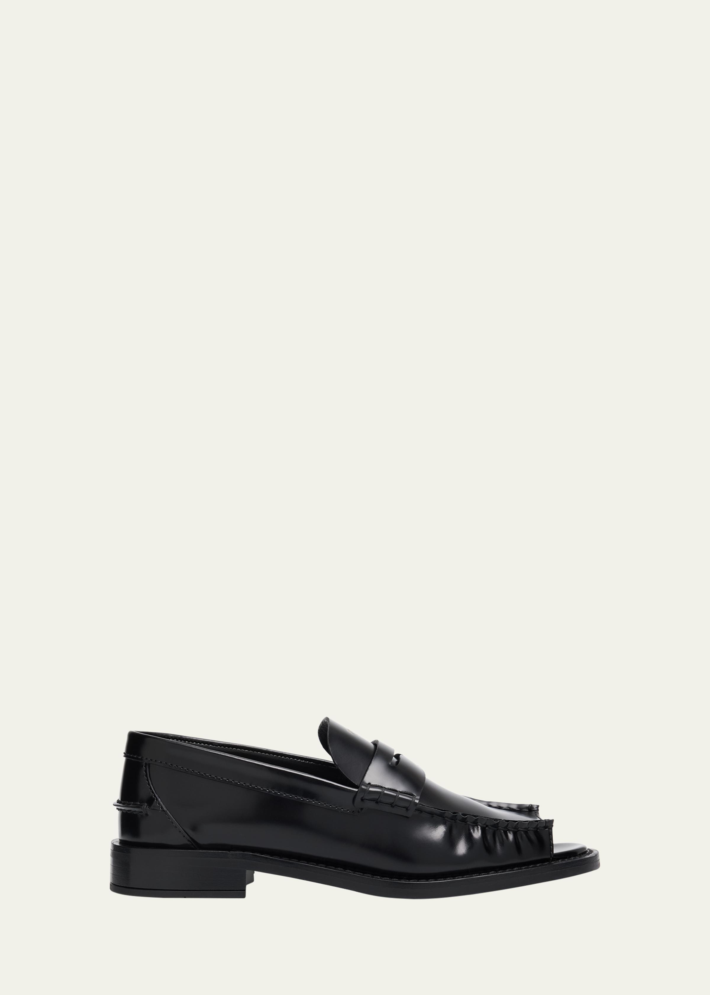 Leather Ruched Cutout Loafers
