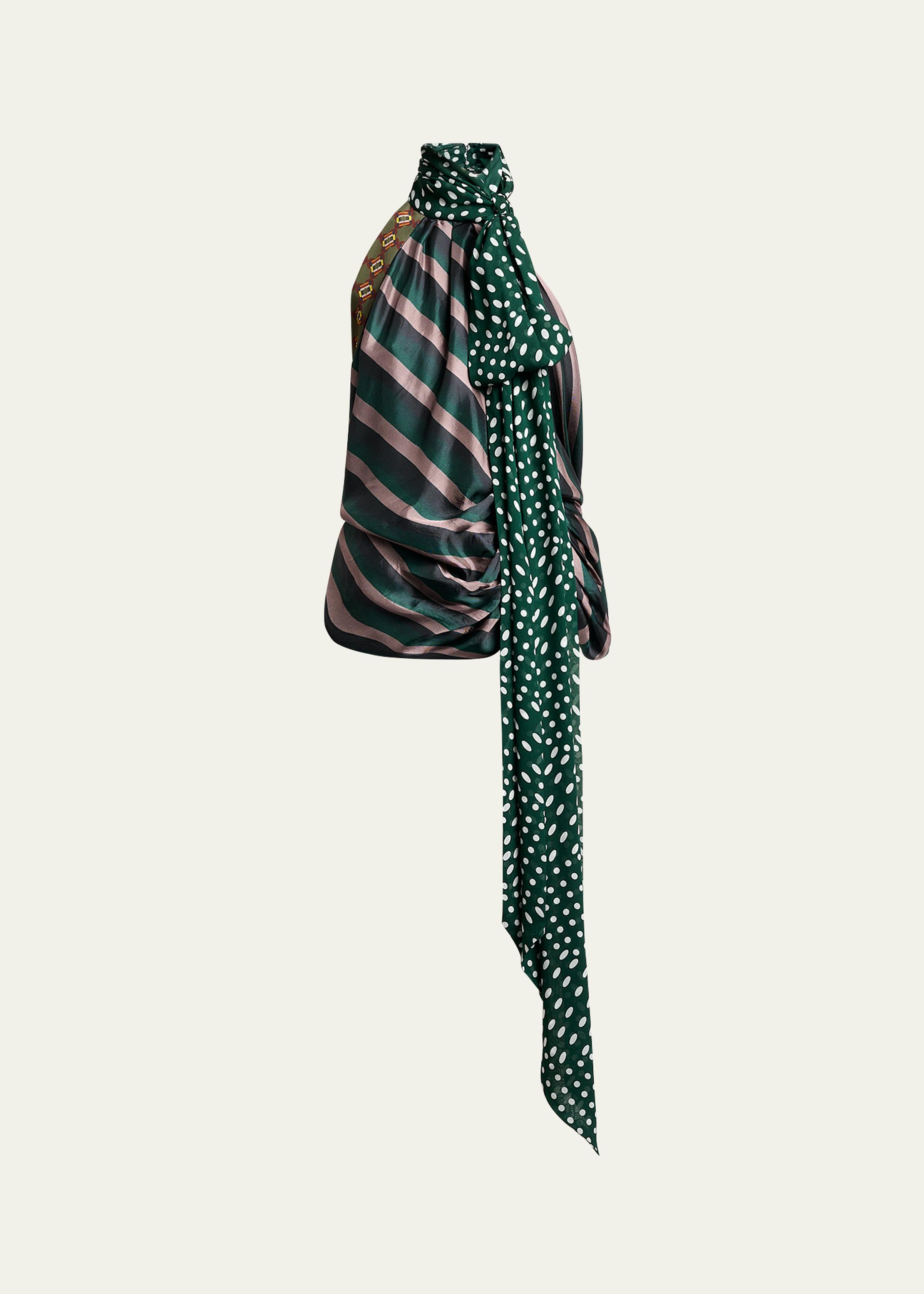Multi-Print Neck-Scarf Halter Top