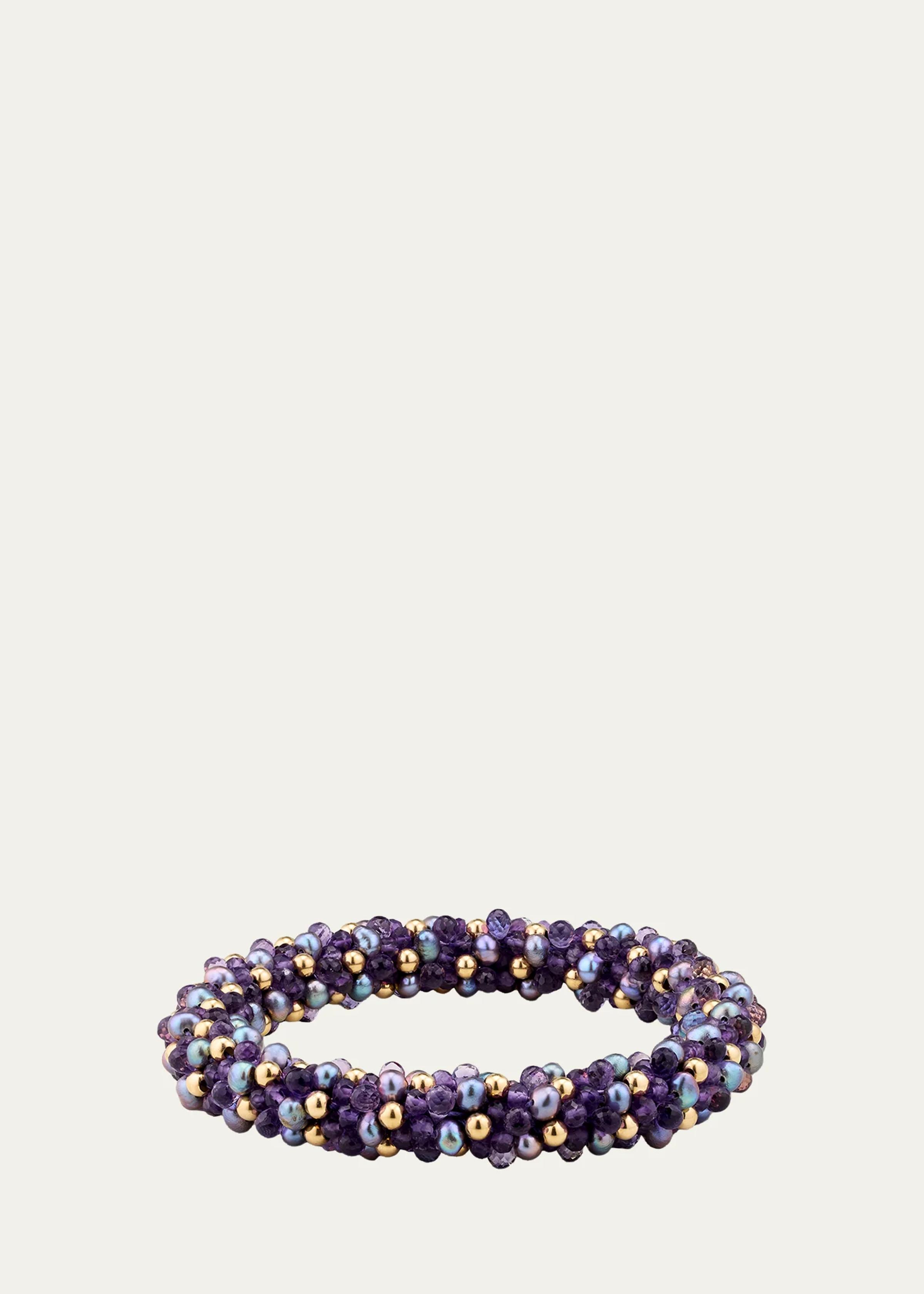 14K Amethyst and Freshwater Pearl Terry Bracelet