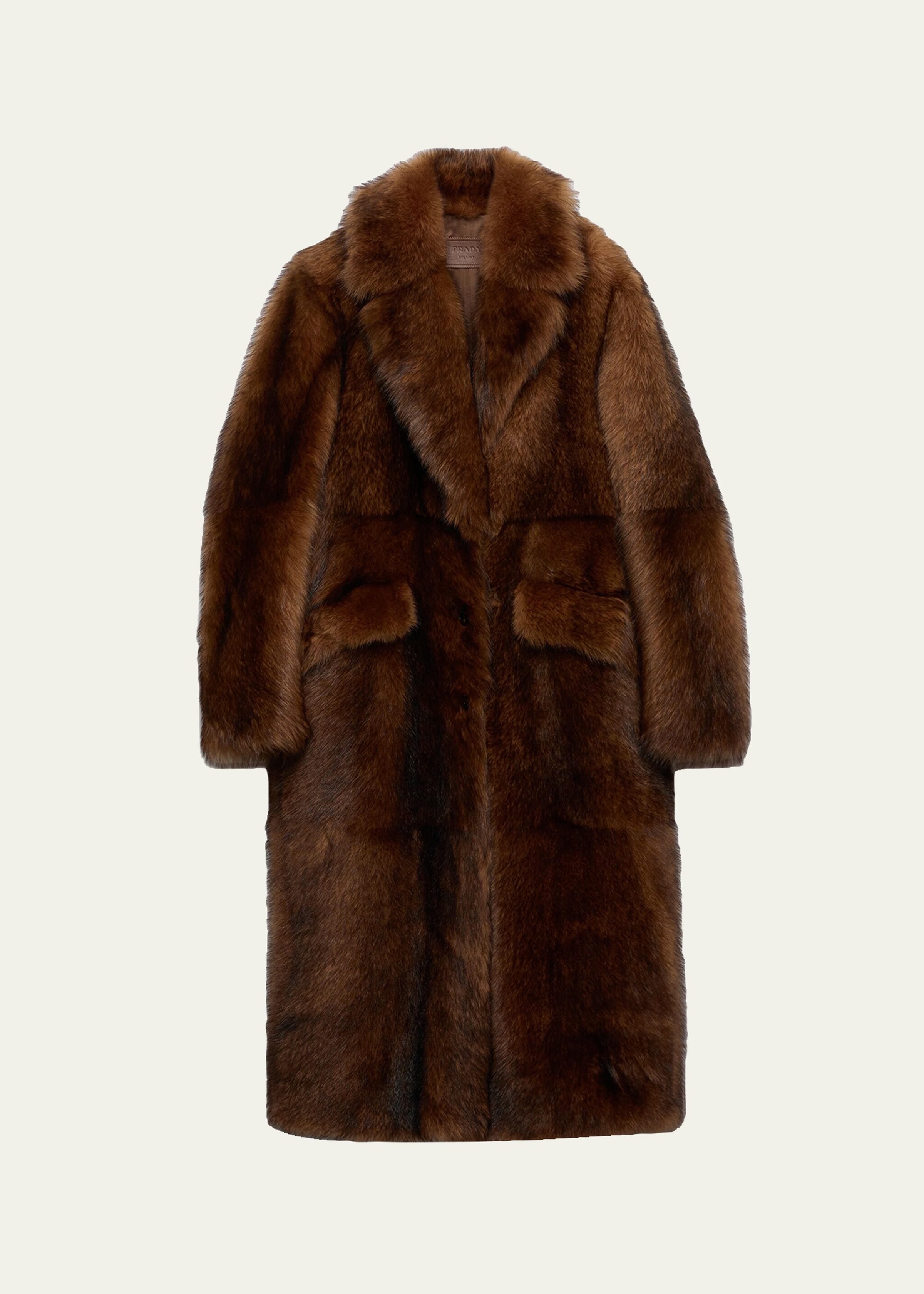 Single-Breasted Lamb Shearling Long Coat