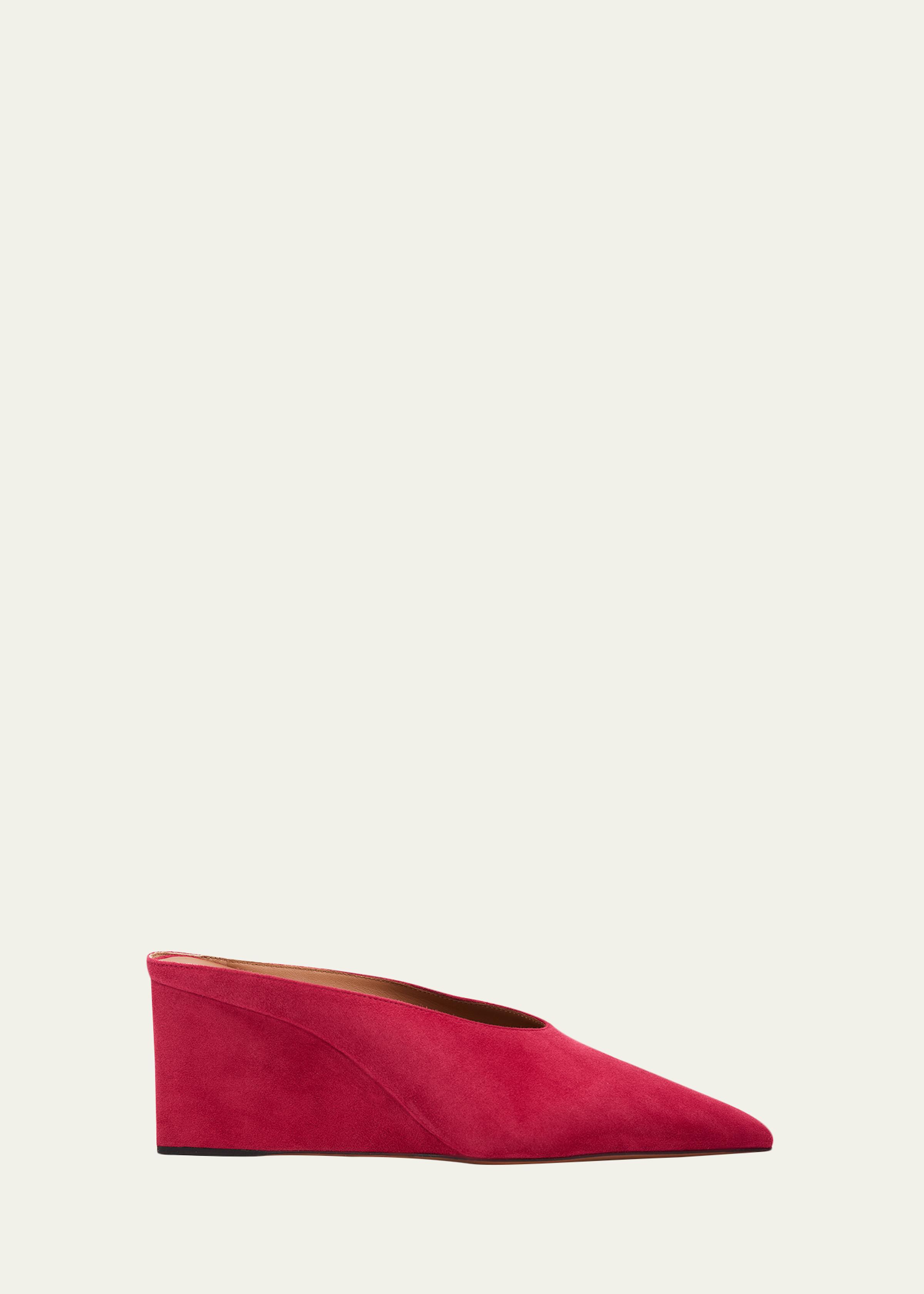 75mm Suede Wedge Mules