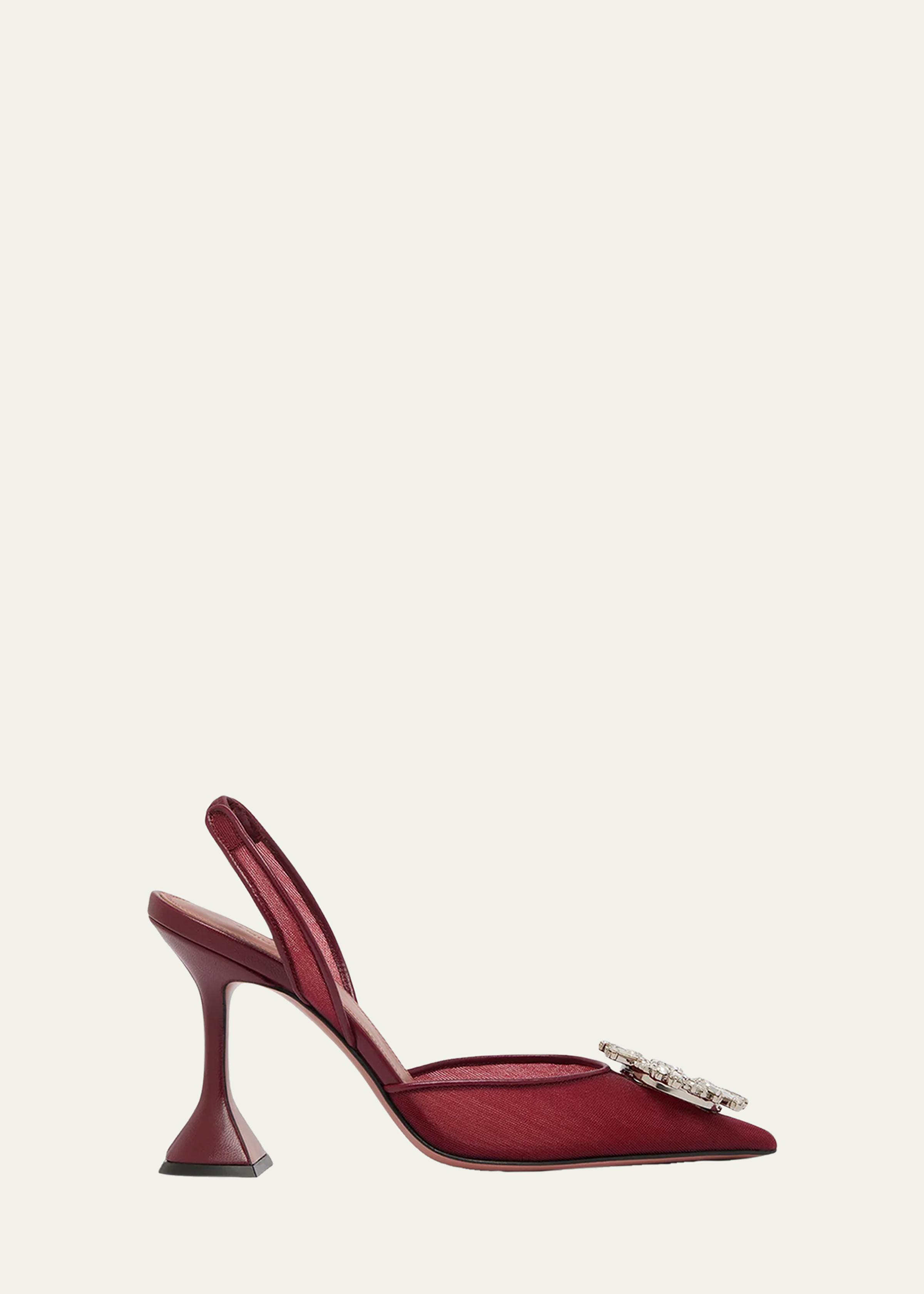 95mm Begum Mesh Crystal Slingback Pumps