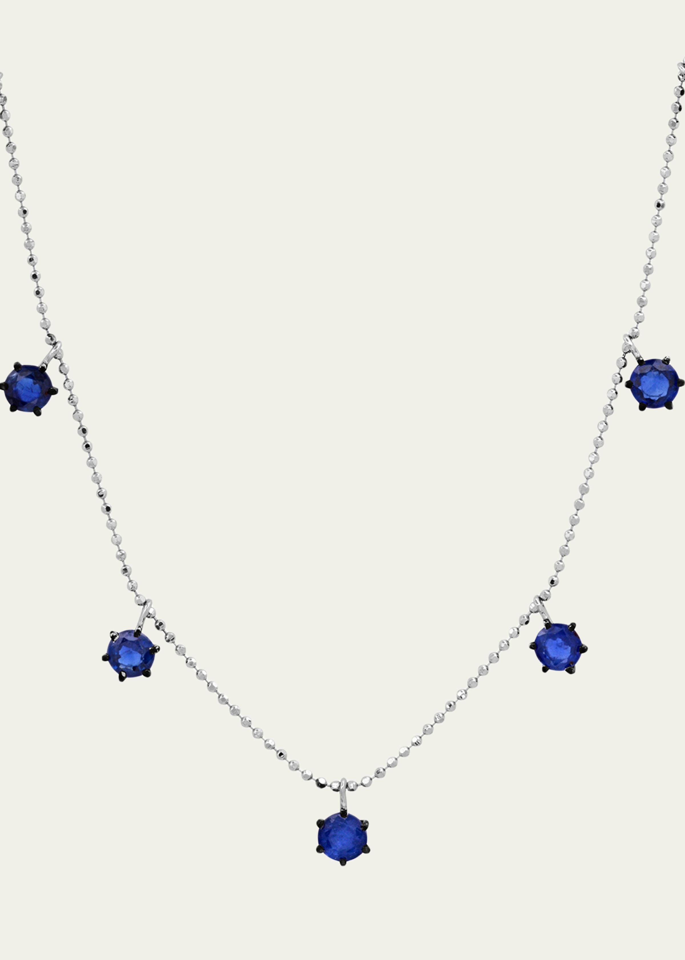 18K Blue Sapphire Floating Necklace